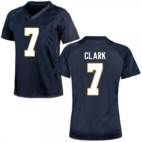 Brendon Clark Notre Dame Fighting Irish NCAA Women's #7 Navy Blue Game College Stitched Football Jersey INU3455VS